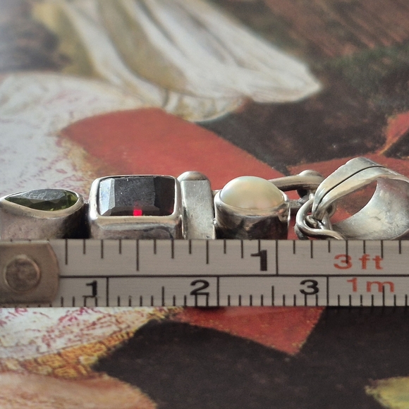 Intricate Silver and Red Necklace with Architectural Design - Picture 3 of 9